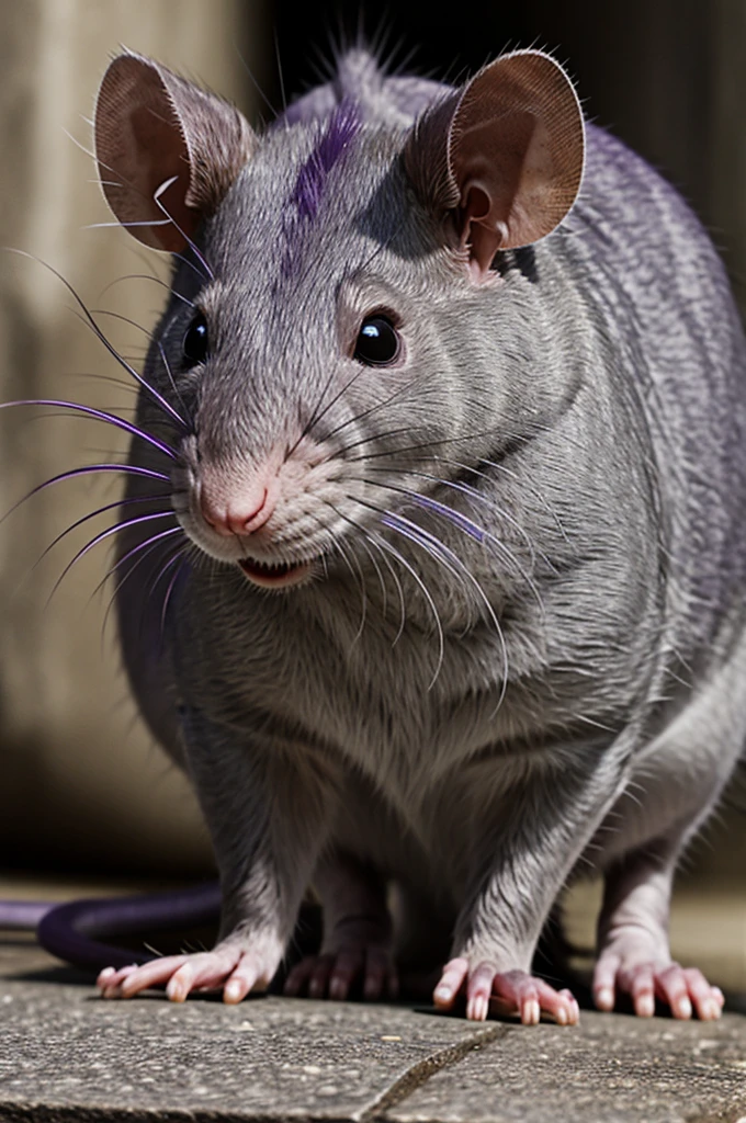 Gray rat with purple fangs