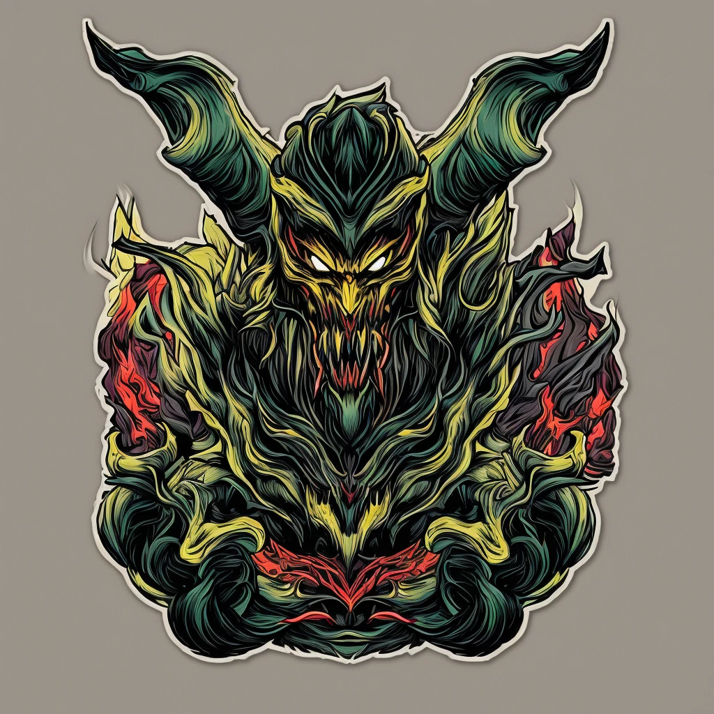 Create a detailed illustration of the Shadow Fiend, a menacing demon thriving in darkness. He has an ethereal, shadowy form with tendrils of dark mist emanating from his body. His eyes glow with a sinister, red light, and his face is gaunt and skeletal, with sharp, jagged teeth exposed in a wicked grin. His body is draped in dark, tattered robes that flow like shadows. His clawed hands are elongated and bony, dripping with an inky black substance. The background is minimal and transparent, focusing on His eerie presence and dark aura. Ensure the edges are clean and well-defined to make the sticker stand out, sticker, t-shirt design, pastel tetradic colors, 3D vector-art, cute and quirky, fantasy art, vector-art, vintage style, Adobe Illustrator, hand-drawn, digital painting, low-poly, soft lighting, retro aesthetic, focused on the object, 4K resolution, photorealistic rendering, using Cinema 4D, isometric style