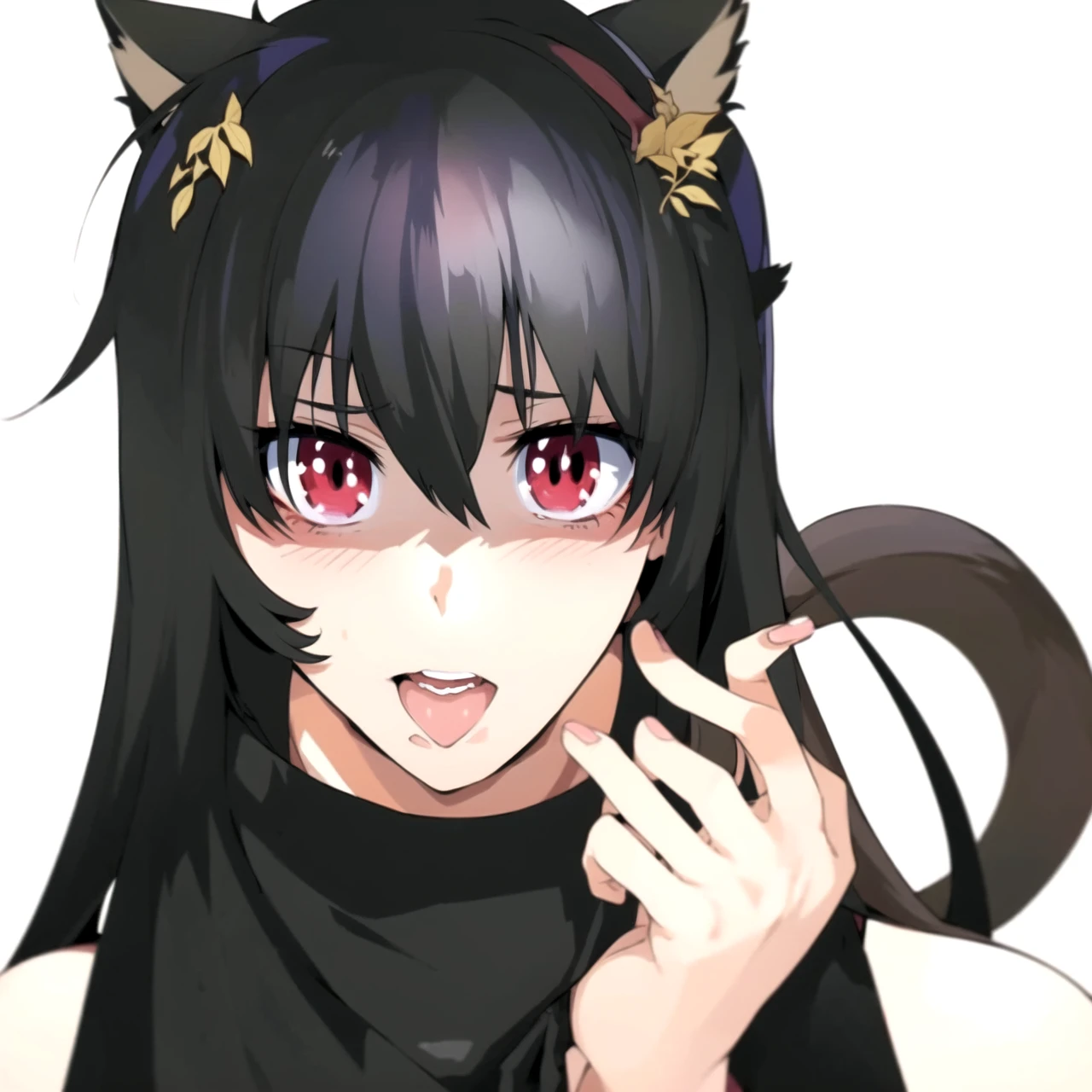 masterpiece, 1girl, demon slayer, multicolored hair, Black kimono, x sash, looking at viewer, standing, in forest, perfect light, hands away, make a demon slayer character based off lilith with owl wings and cat ears