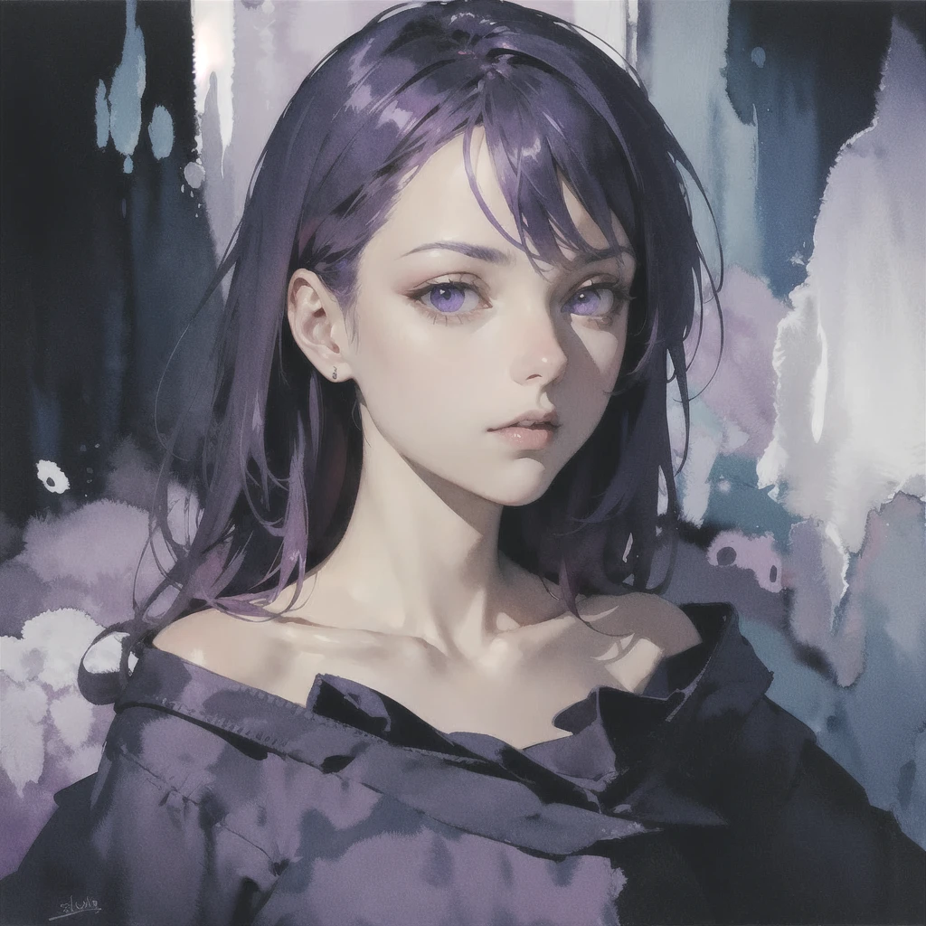 Deep subliminal, Surrealism, in watercolor style, Photorealism, discreet ruby and lilac shades, look from the depths