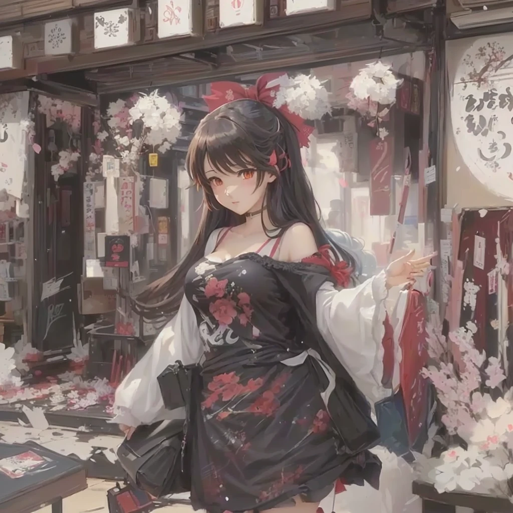 Anime-style image of a woman and man in a store, Gwaiz, artwork in the style of Gwaiz, Gwaiz on pixiv artstation, Gwaiz on artstation pixiv, Artistic rendering of Reimu Hakurei, Zerochan Art, Gwaiz masterpiece, Painted in an anime artist's studio