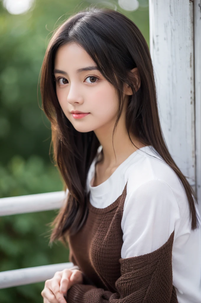 ((1girl)), , 18 years old, dark hair, brown eyes, looking at viewer, casual clothes,