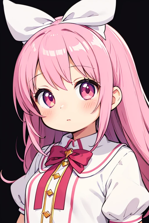 Anime girl with pink hair and a ribbon in her hair, Cute realistic portrait, Gwaiz, Magical Girl Portrait, Cute Characters, Cute art style, Anime Moe Art Style, MapleStory character art, cute portrait, Cute Anime Girl Portrait, Small person portrait, artwork in the style of Gwaiz, Splash Art Anime