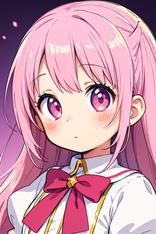 Anime girl with pink hair and a ribbon in her hair, Cute realistic portrait, Gwaiz, Magical Girl Portrait, Cute Characters, Cute art style, Anime Moe Art Style, MapleStory character art, cute portrait, Cute Anime Girl Portrait, Small person portrait, artwork in the style of Gwaiz, Splash Art Anime