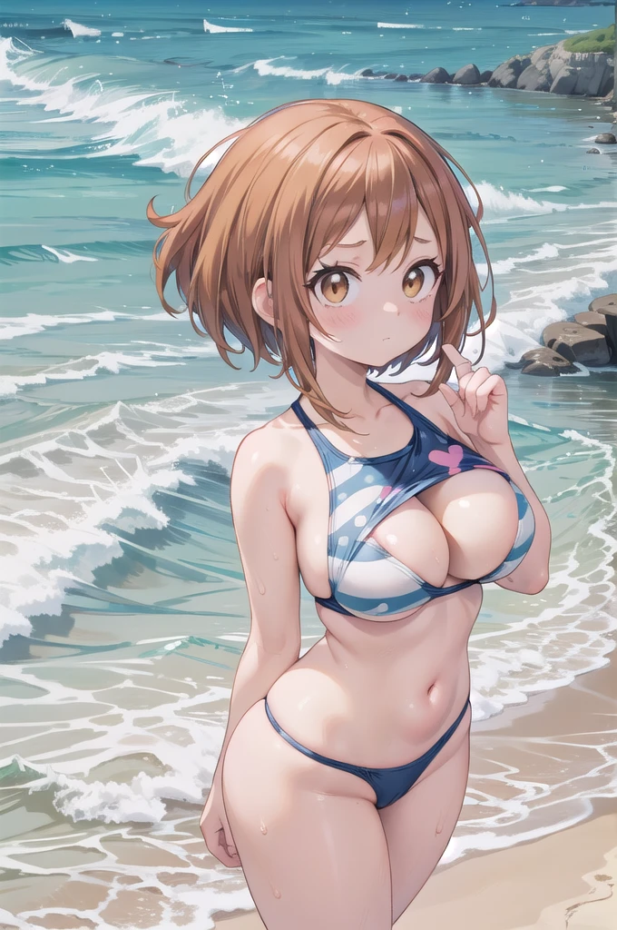 Ochako uraraka, pecho muy grandes anime girl in with big boobies on the beach, oppai, oppai proportions, nami from one piece, nami, realistic bikini, nami one piece, beautiful portrait of nami, swimsuit, smooth anime cg art, is wearing a swimsuit, makoto shinka, at the beach, makoto, at a beach, in the beach pecho muy grandes, nude