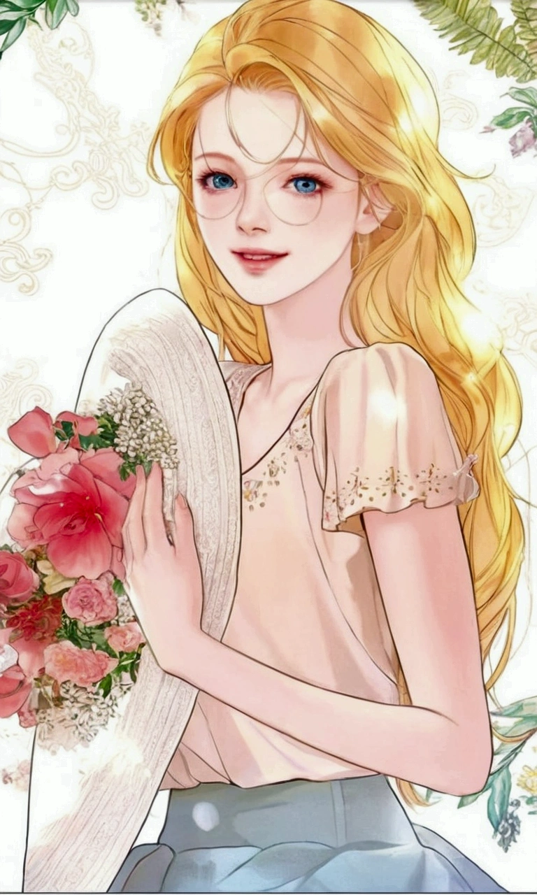 girl with、Walking in bright white clothes、Among the fairies in beautiful and realistic clothes、Ultra detailed and precise、High level of image quality、peace master、best quality、Ultra-detailed、blue eyes、