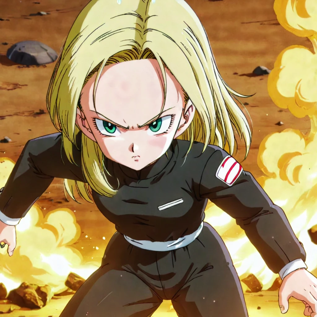 anime screencap in mnst artstyle, (android 18):3.0, hd, 4k, high-quality in the style of akira toriyama