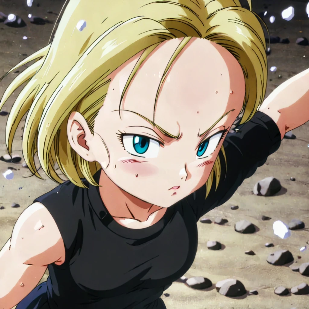 anime screencap in mnst artstyle, (android 18):3.0, hd, 4k, high-quality in the style of akira toriyama