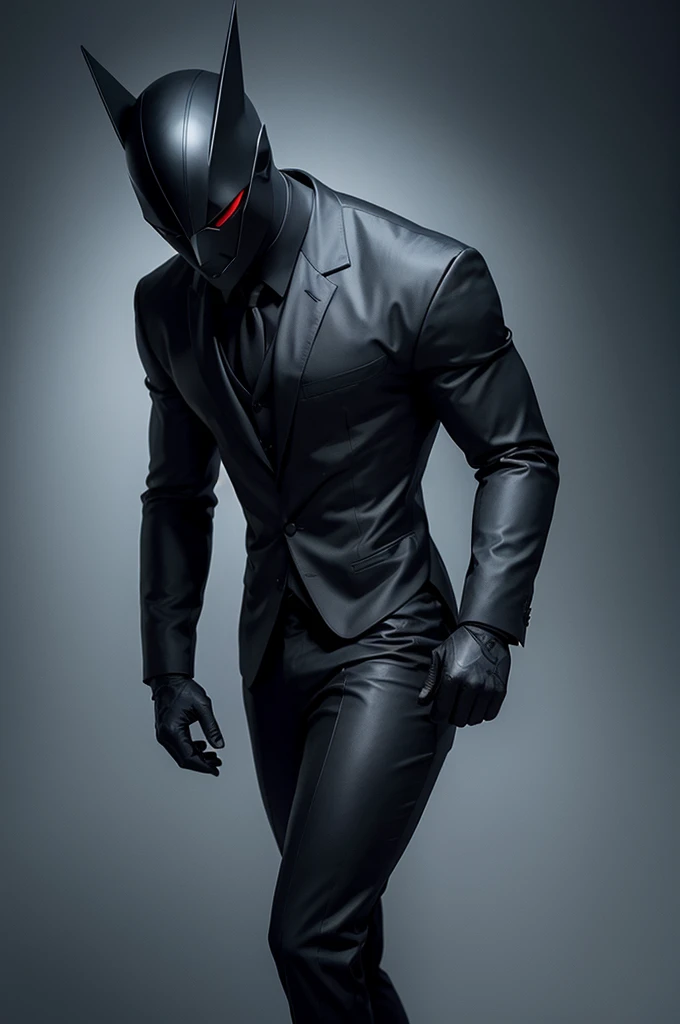 Create a character in a black suit with a triangle head