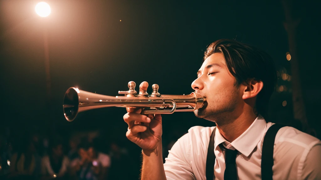 A Trumpet blowing bubbles