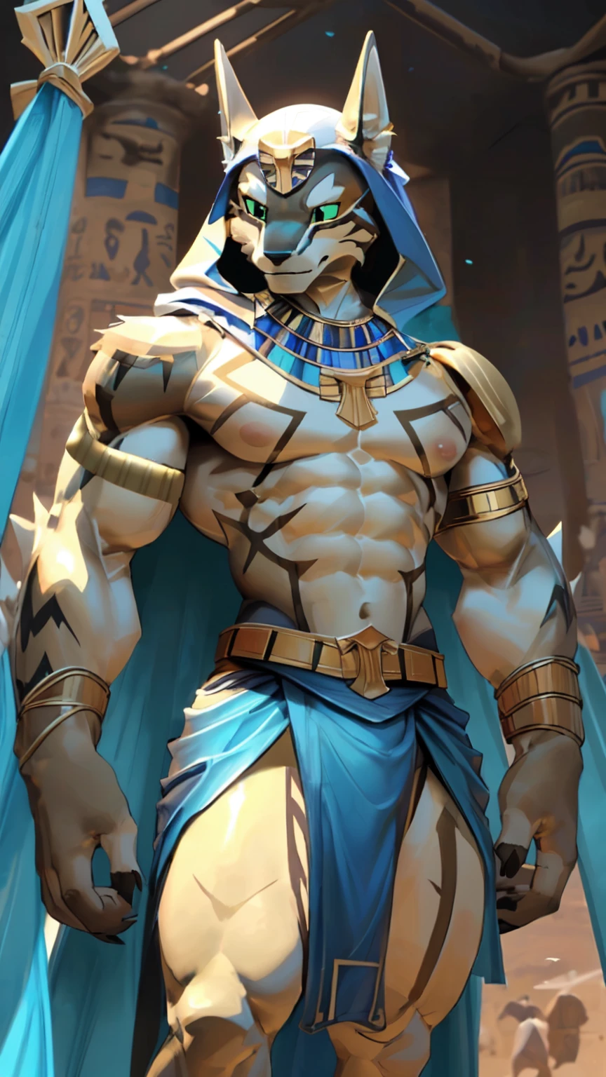 a close up of a statue of an Egyptian warrior with a sword, photo of ghost of anubis, the Egyptian god, angry god anubis, Nose, Egyptian god, storm Egyptian god, the god anubis, Egyptian god, Pharaoh, anubis, wind Egyptian god, Egyptian warrior, as seen at the art station, portrait of anubis, Pharaoh