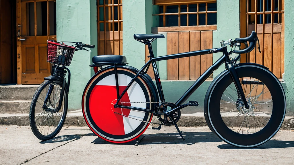 a bicycle with drums instead of wheels