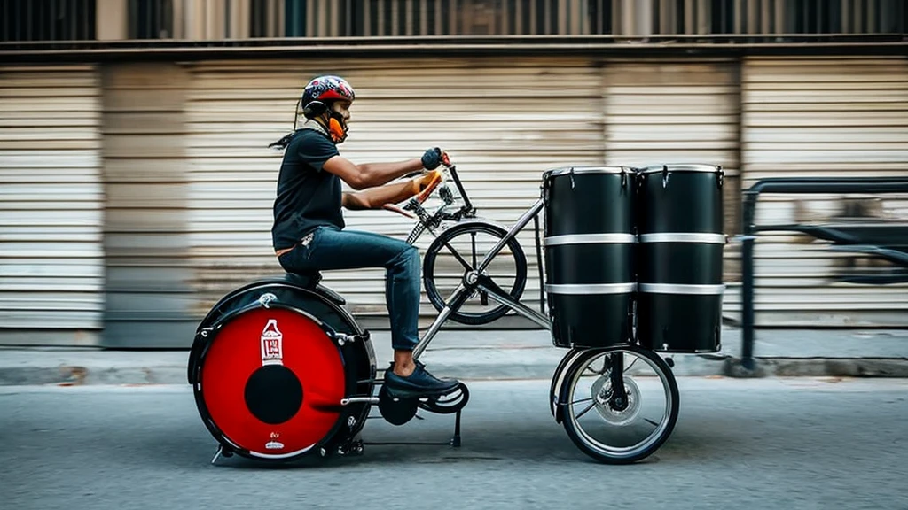a bicycle with drums instead of wheels