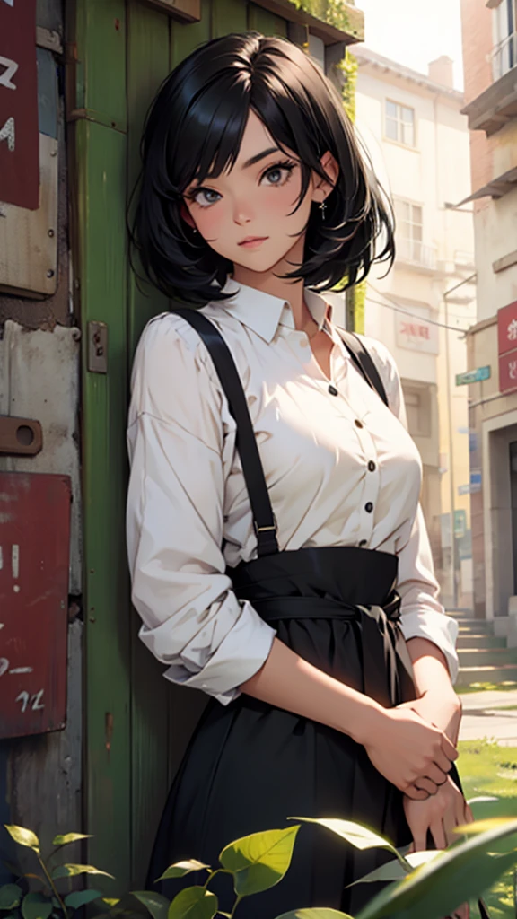 Beautiful short long black hair girl