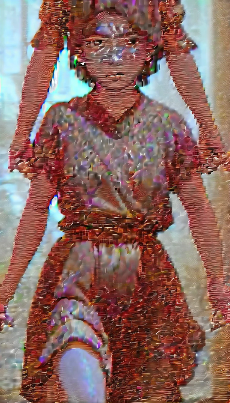 raw photo, (masterpiece:1.3), subsurface scattering, heavy shadow, (high quality:1.4), (intricate, High detail:1.2), professional photography, HDR, High dynamic range, Realistic, ultra Realistic, photoRealistic, High resolution, Film Photography, ambient lighting, atmospheric effects, masterpiece, Masterpiece, Best Quality, beautiful dark skin woman , long golden hair tied in a ponytail, Short black sweater, tight leather pants,, Wide hips, looking at the viewer, huge breasts, high-heeled shoes with golden heels