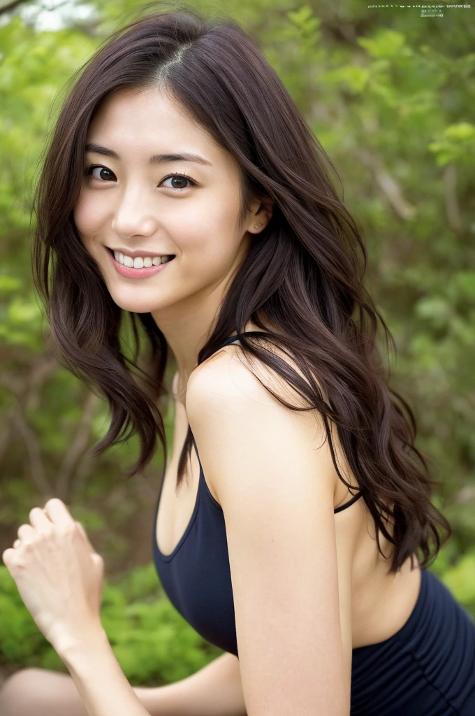 (((One girl,alone))),(Highly realistic photos, High resolution, Detailed face, Beautiful Eyes) Japanese women, 21 years old, Cute face, alone:1, Nice body, Medium chest, ,Hairstyle,  Take a photo book,the avengers,Leggings、Healthy Body,smile,Thighine Fujiko