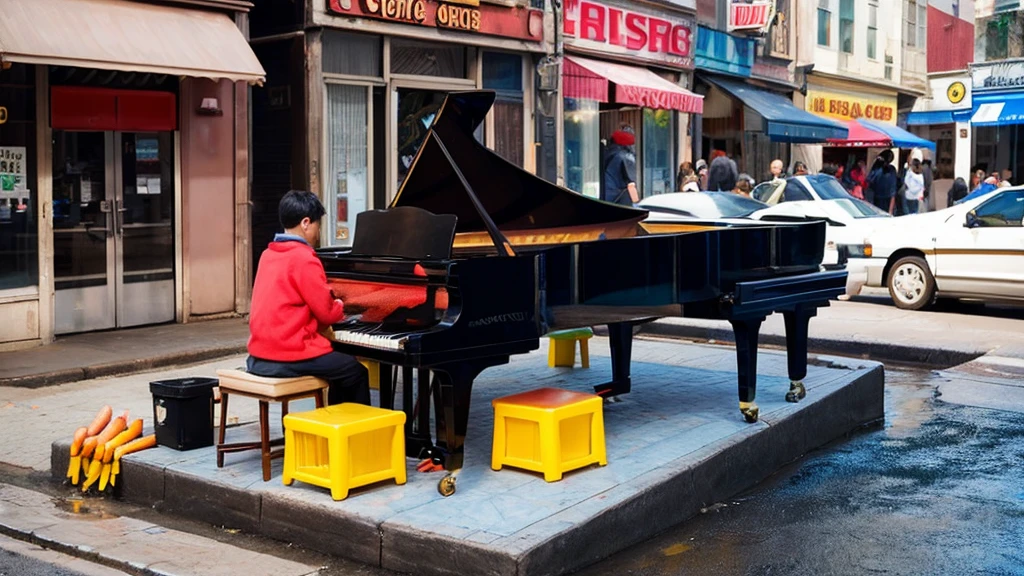 Piano keys with hot dogs
