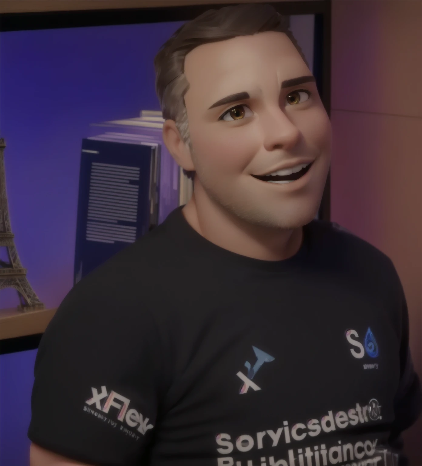 (best qualityer,4K,hdr),Pixar-style,35 year old young man,natural portrait,stunning dark brown eyes,skin fair,straight dark brown hair, short dark brown beard with gray highlights, black and blue cap on the front, businessman shirt,beautiful face,Delicate features,kind smile,confident stance,Illuminated by the soft light of day,city skyline background,subtle shadows,dynamic composition,swirly vibrant colors,Meticulous attention to detail,playful behavior, but professional,warm and inviting atmosphere,impeccable rendering,lifelike textures,ultra-detailed facial expression,expressive eyes and lips,Bright eyes with a touch of mischief,soft and shiny hair strands,Subtle makeup enhancing your natural beauty,Perfectly tailored suit accentuating your figure,sophisticated, but affordable,Creative and inspiring spirit,Portrait capturing his ambition and determination,Intense focus and direction in your eyes,graceful movement and balanced posture,Creating a sense of movement and energy in the artwork,Breathtaking clarity and sharpness,immersive three-dimensional effect,perfect lighting,brightening your features in a flattering way,balanced and refined color palette,with touches of vibrant tones,increasing the overall visual impact,striking the right balance between realism and stylization,showing her in a moment of triumph and confidence,a timeless masterpiece,showing the beauty.