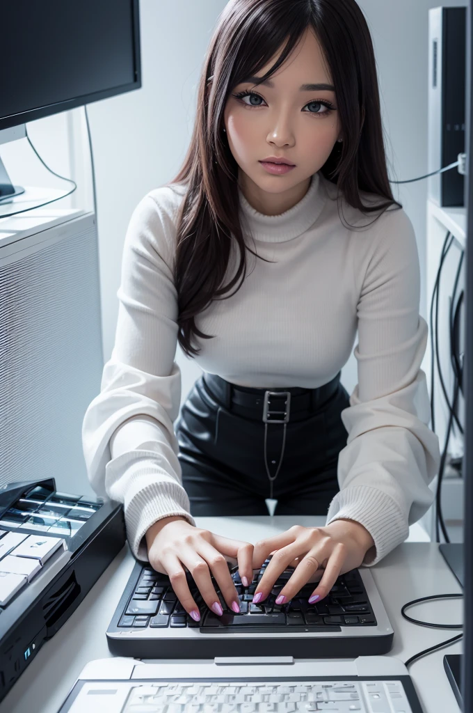 Crystal lust working on the computer.
