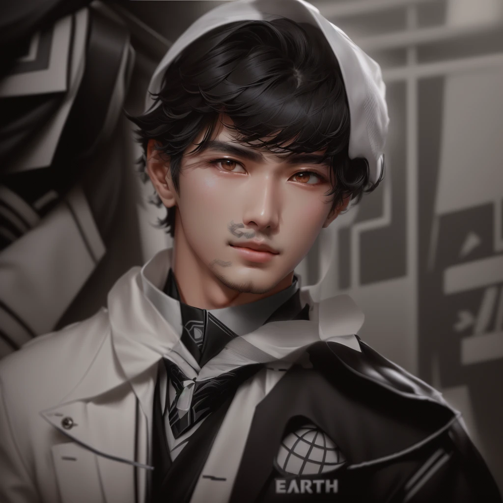 Facing straight ahead, Araf is wearing a white jacket and black tie., Cai Xukun, Yanjun Chent, Inspired by Bian Shoumin, Inspired by Zhang Han, xqc, Zhezhou Chen, Inspired by Yanjun Chen, makoto shinkai ( Apex Legends ), Inspired by Wen Chengming, Korean Man, Gweiz-style artwork, Chen Xintong
