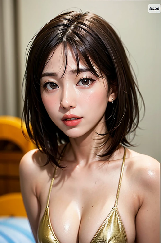 ((Highest quality)),((8K、32k)),(Genuine)、(detailed)、(Beach)、((Bust up shot))、((face closeup))、(White skin)、(Big Breasts)、Golden ratio of face to shoulder width、Micro Bikini、Shiny Hair、Short Hair、Glowing Skin、Japanese、beauty、Looking into the camera、Thick lips、cute、Hehehe:1.2、Shot with a film camera、RAW shooting、#24、Genuine、Photo Genuine:1.4、Photon Mapping、Physically Based Rendering、Perfect Anatomy、Detailed decollete、Detailed Eyes、Detailed double、Detailed masseter muscle、Detailed clavicle、Perfect Fingers、Finger Description、(Quality 8K)、((White skin))、Avoid mascara、Hair with movement、Detailed pores、Natural light、Detailed description、Blushing、Fine pores、Perfect cleavage、masterpiece、Blushing、Hair with movement、Detailed abdominal muscles、Sparkling、sexly、Detailed armpit、(slender)、(Upper Body)、Detailed Eyes元、