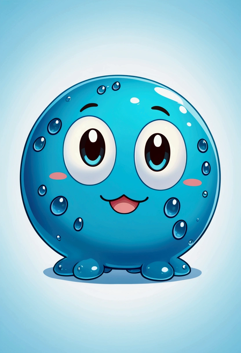 blue slime character, happy and charismatic. Rounded Eyes
