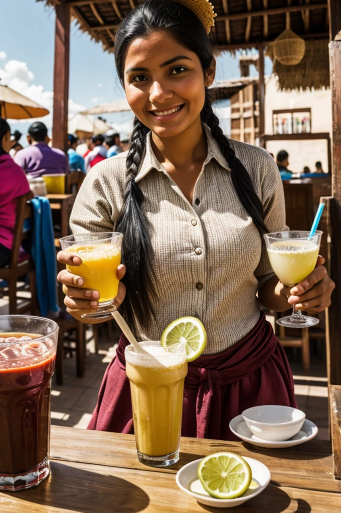 Person showing Peruvian drinks
