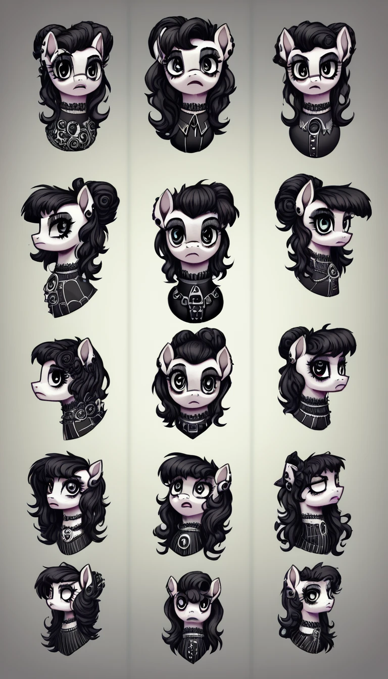 plano general, whole body, dynamic poses, score_9,score_8_above,score_7_above,score_6_above, gothic pony, neogothic fashion, bright backlight, horror scene, Brilliantine, capricious, charmed, magical, fantasy art concept, intricate details