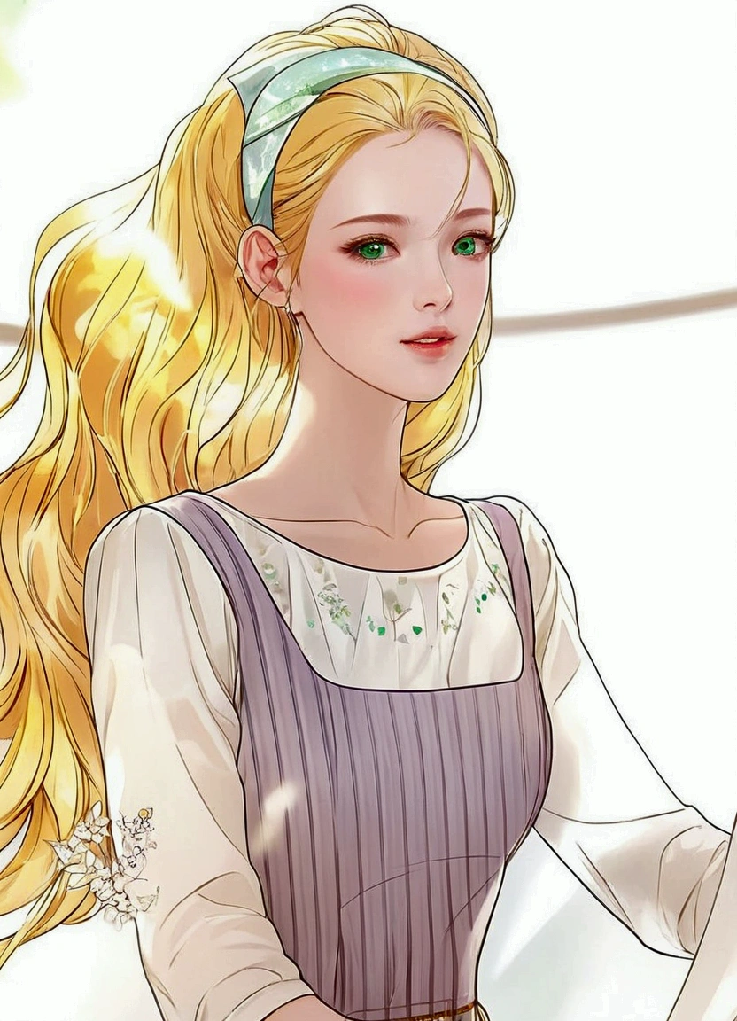 girl with、Walking in bright white clothes、Among the fairies in beautiful and realistic clothes、Ultra detailed and precise、High level of image quality、peace master、best quality、Ultra-detailed、emerald eyes、