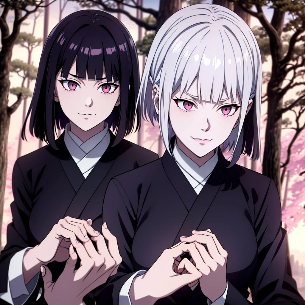 Jujutsu Kaisen style anime, a girl, alone, white skin, white eyes with ...