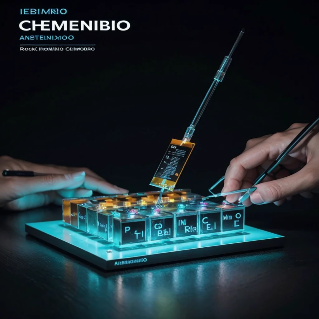 Create a very modern image involving a periodic table, chemical elements and also an arduino with robotics for a book cover