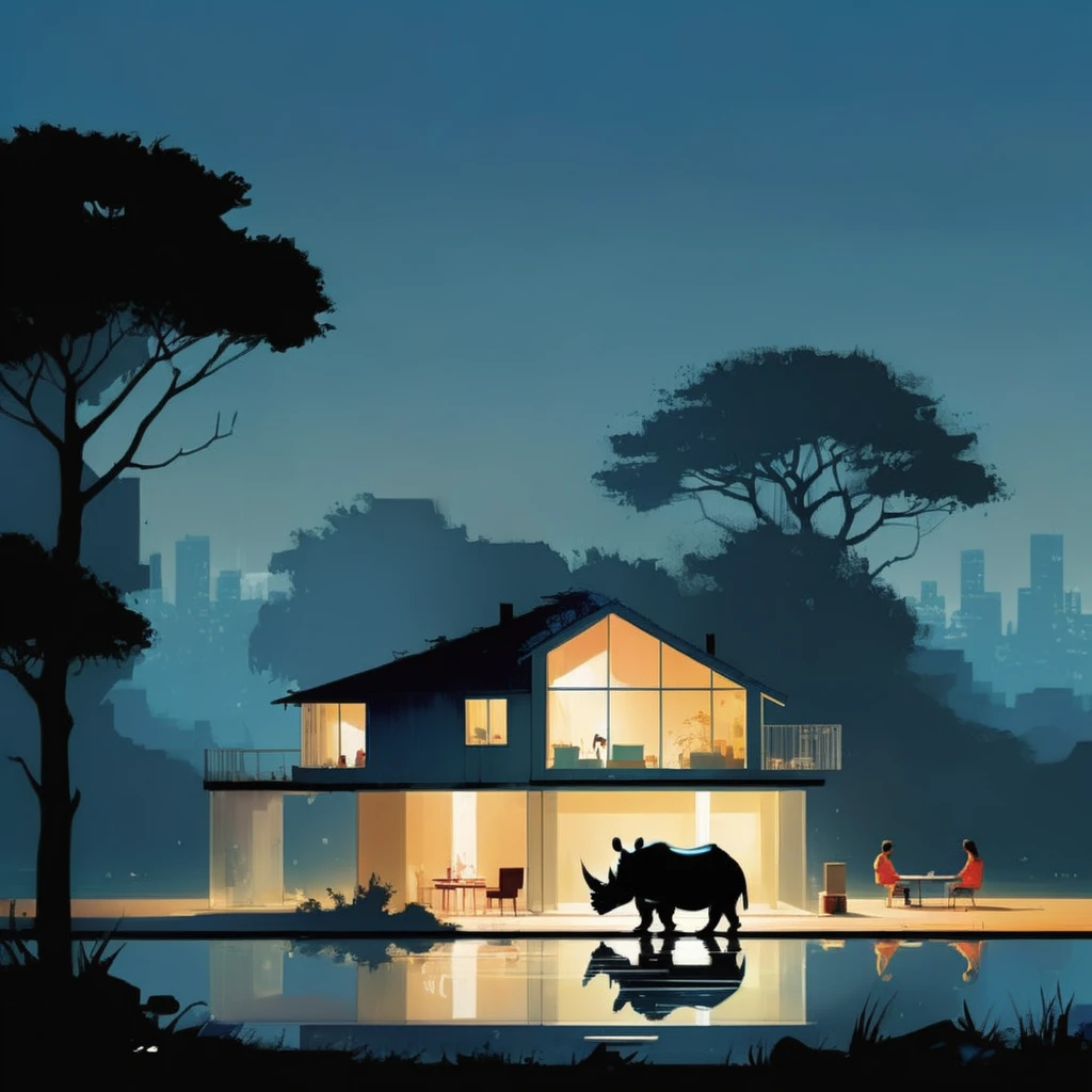 product photo cd,  cover art by Pascal Campion, title text "RHINO HOUSE"