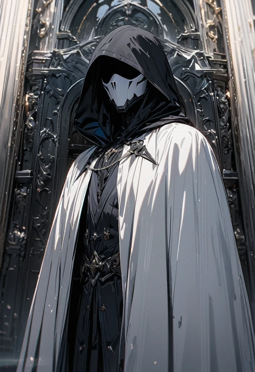 darkly, unholy,Creepy olpntng style,mistic,full body shot of,Vampires wear long black coats,Red eyes are his most striking feature,There seemed to be an evil aura hidden in his smile,His skin was as pale as snow,It shows a mysterious and majestic atmosphere。fantasy concept art, 8K分辨率, gothic deviantart masterpiece, The strokes are heavy, paint drips, darkly, Unholy, unholy, starlights, spine-chilling,
