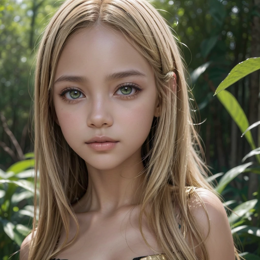 (realisitic:1.3), FACE WITH SHADOW, Depth of written limits, ,
Beautiful detailed illustrations,great art,(((very detailled))),
1 black woman of African descent , hair blonde, Crespo, gold eyes, nature fairy green dress
,(((very detailled))),A calm expression and smooth breathing create a calm atmosphere.
,(((very detailled)))