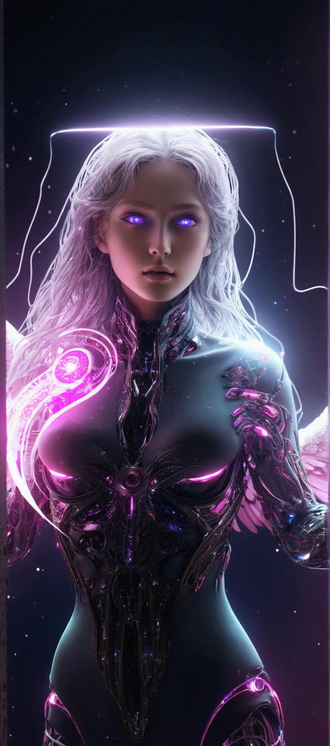 Cosmic fallen angel, Clear and bright eyes, biomechanical, Odd, gross, awesome, Very bright colors, Light particles, With bright light, Archive, Art Wallpaper, Ultra hd wallpapers
