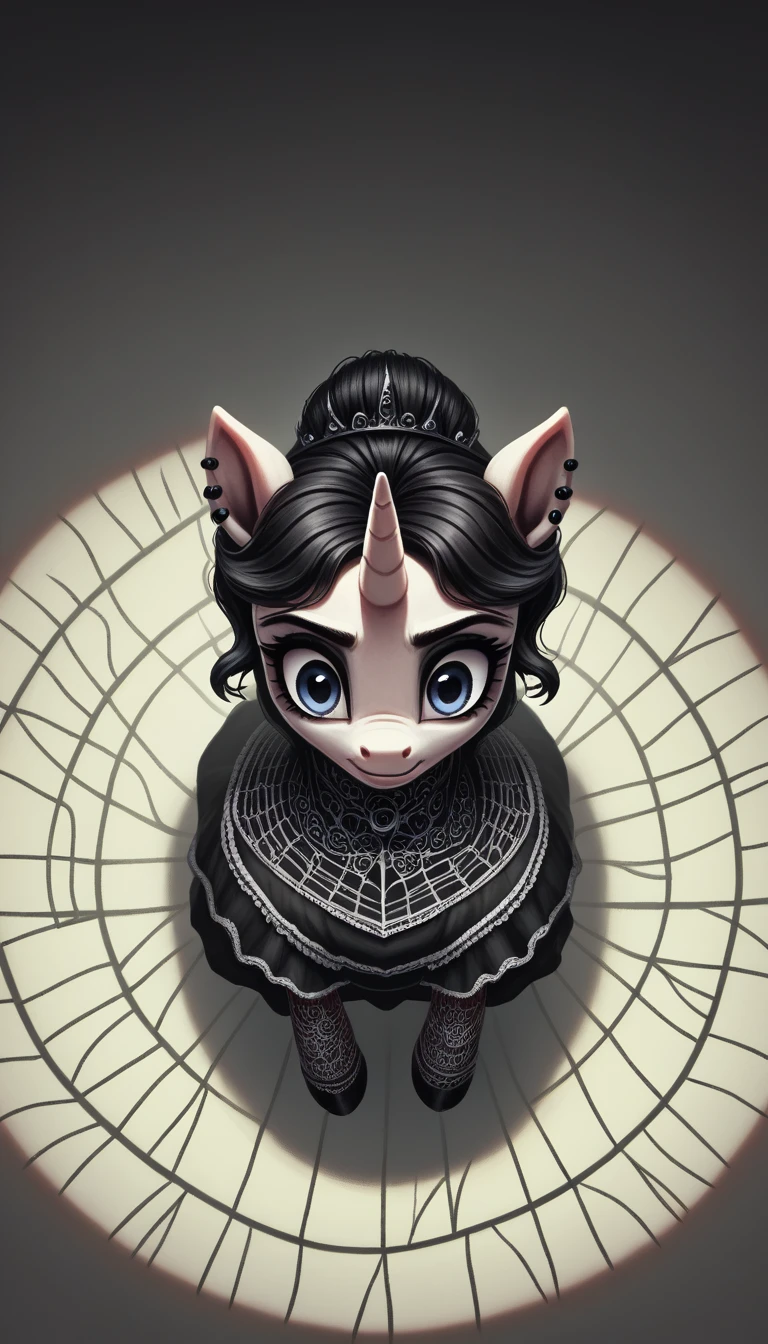 score_9,score_8_above,score_7_above,score_6_above, gothic pony, neogothic fashion, bright backlight, horror scene, Brilliantine, capricious, charmed, magical, fantasy art concept, intricate details,