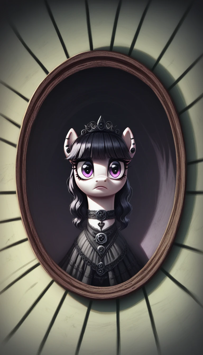 score_9,score_8_above,score_7_above,score_6_above, gothic pony, neogothic fashion, bright backlight, horror scene, Brilliantine, capricious, charmed, magical, fantasy art concept, intricate details,