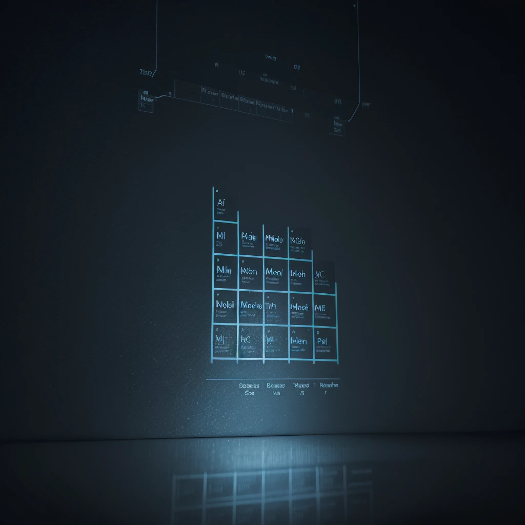 create a periodic table without text or information about the chemical elements, just the outline, following the same modern design and with the same background that you are already using