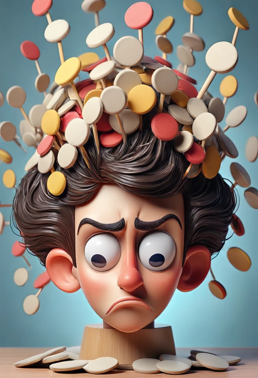 with head sticking out multiple thoughts attention deficit hyperactivity disorder