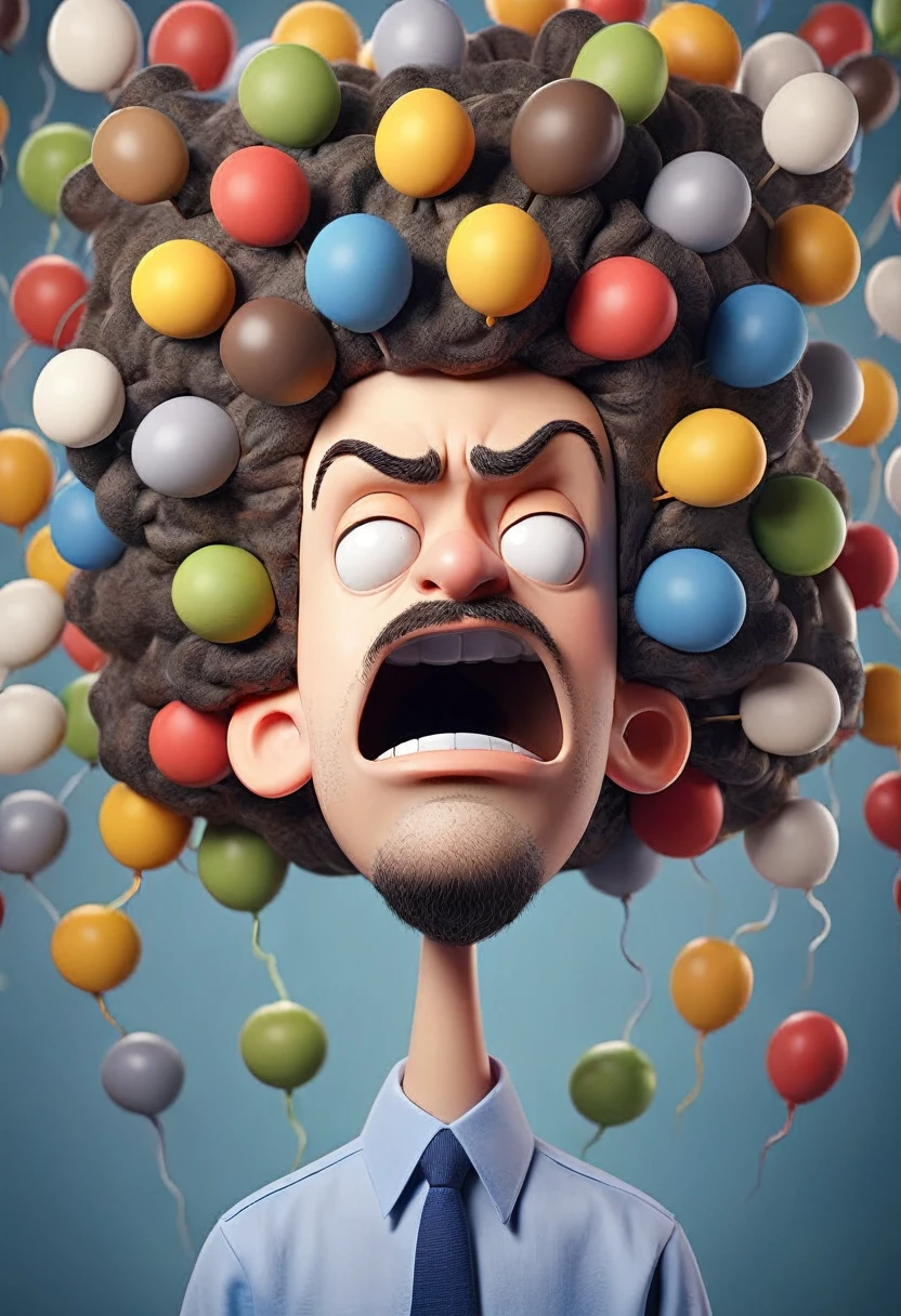 with head sticking out multiple thoughts attention deficit hyperactivity disorder