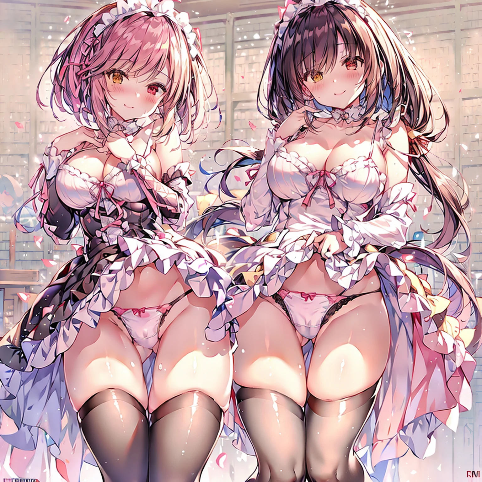 (((masterpiece, Highest quality, High resolution, 超High resolution, Pixel Perfect, Written boundary depth, 4K, About RTTX10.0))), Beautiful Anime Women, Beautiful art style, Anime characters, ((Smooth texture, Againalistic texture, Anime CG Style)), Exact finger count、Exact number of legs、(Exact number of arms:1.0, Exact number of hands:1.0), (Perfect hands, Perfect Anatomy), Cinematic, Againalistic, Extremely detailed CG, Daytime lighting, Perfect lighting, Best Shadow, The best natural light, whole body, whole body, ((Again:Starting Life in Another World from Zero),(Againm)), ((She is showing her panties in her hands:1.3)), ((Sexy and cute panties, (Stylish shiny satin pink panties:1.2), Lace panties:1):1.3), (Beautiful and very large breasts:1.2), (Feeling embarrassed, (blush:1.2), (Embarrassed look:1.5), (library:1.5), Angle from the front, holding panties, Panties as a gift