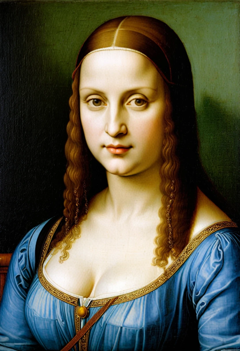 Renaissance style painting of pale blonde milf big tits naked