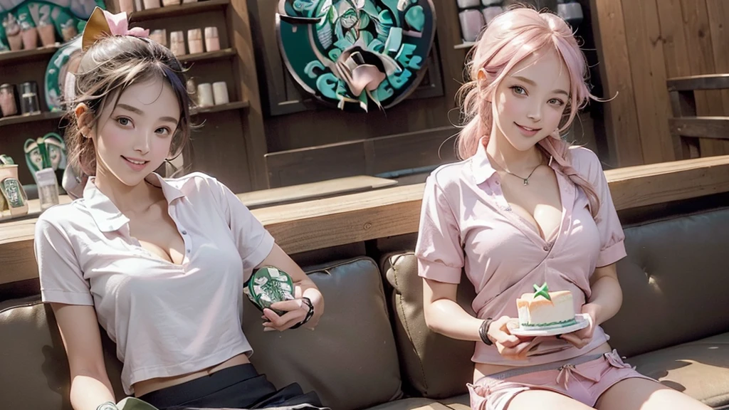 (((((((((((I see pink panties))))))))))) 
(((((((((Emphasize cleavage))))))))) ((((((((A female  in a short-sleeved white tennis polo shirt)))))))) ((((((((A junior high school girl inort miniskirt)))))))) (((((((お洒落でcuteInside the Starbucks store))))))) 8K、RAW Photos、Highest quality、Super detailed、Super Resolution、Ultra HD、8K壁紙、Amazing details ((((((tennis racket)))))) (((((((Inside the Starbucks store)))))))、 ((((((Sit down and eat cake、Drink Starbucks coffee、smile))))))、((Heart Necklace)) Modern and sleek design：Interior design using natural materials、Many of the designs are warm and made using wood and metal.。 Large windows：自然光をたっぷり取り入れるためのLarge windowsがあり、Providing a bright and open space。 Green Interior：Potted plants are effectively placed、It creates a relaxing atmosphere。 artwork：Works by local artists、Starbucks-related art on display。 Cozy seating：Cushioned chairs and sofas、Bar sheet etc.、A variety of seating options available。 Open kitchen area：Being able to see how drinks and food are made、We provide peace of mind and transparency。 Unique lighting：Antique lamps and chandeliers、Modern lighting fixtures are used。 Comfortable background music：Relaxing music is playing、A comfortable space is provided。 Wide々Table space：一人でもグループでも使いやすいWide々There is a table with。 Community Table：There is a large table where you can socialize with other customers.。 Seasonal decorations：The decorations are themed according to the season.。 Design with a local feel：The design incorporates the local culture and characteristics.。 Fragrance production：コーヒーの香りが店内にWideがり、A space that satisfies the five senses has been created.。 Conversation with a barista：フレンドリーなConversation with a baristaが楽しめるカウンターエリアがあります。 8K、RAW Photos、Highest quality、masterpiece:1.2、Super detailed、Super Resolution、Ultra HD、8K壁紙、Amazing details、Photorealistic:1.4、Having fun by the water、Full Body Shot、Full body photo、High-resolution RAW color photos、Professional photos、A scene full of emotion、Very detailed and beautiful、Ultra HD、8K壁紙、Amazing details、Huge file sizes、Highly detailed beautiful girls、Highly detailed face Highly detailed eyes、Extremely realistic skin、 Highly detailed fingers, Highly detailed nose, Highly detailed mouth, Perfect Anatomy, Highly detailed background, Highly detailed clothing, Teen, cute女の子, Famous Japanese Idols, cute, Realistic body, Slender, White skin, Glowing Skin, Slim body, Realistic Face, Delicate eyes, double eyelid,
