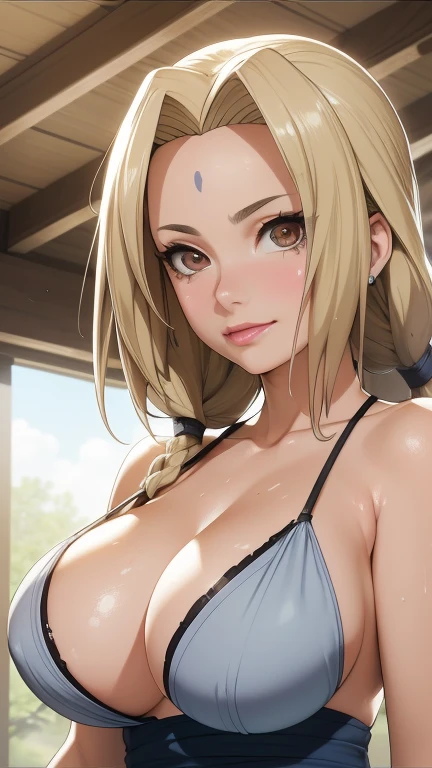 (enormes tetas), escote, buena anatomia Film movie still, tsunade、Se destaca、30 years、piel palida、sonrisas inocentes、(A detailed Face)、(piel detallada)、wet, Los detalles son complejos、Shallow depth oF Field、[volume Fog]、movie lighting、ReFlectors、una Canon EOS R5、lente de 50 mm、F / 2.8、shot at 8k resolution、de cerca, inside the room, escritorios, verdor, ((huge tits)), tongue out, tongue out, tongue out, makeup, light smile, wince, hair flower, maid headdress, jewelry, blunt bangs, braided ponytail, parted bangs, twin braids, very long hair, embarrassed, UHD, retina, super detail
