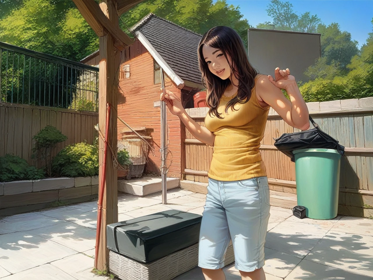 Pretty asian lady who lools like image with much larger breasts photorealistic