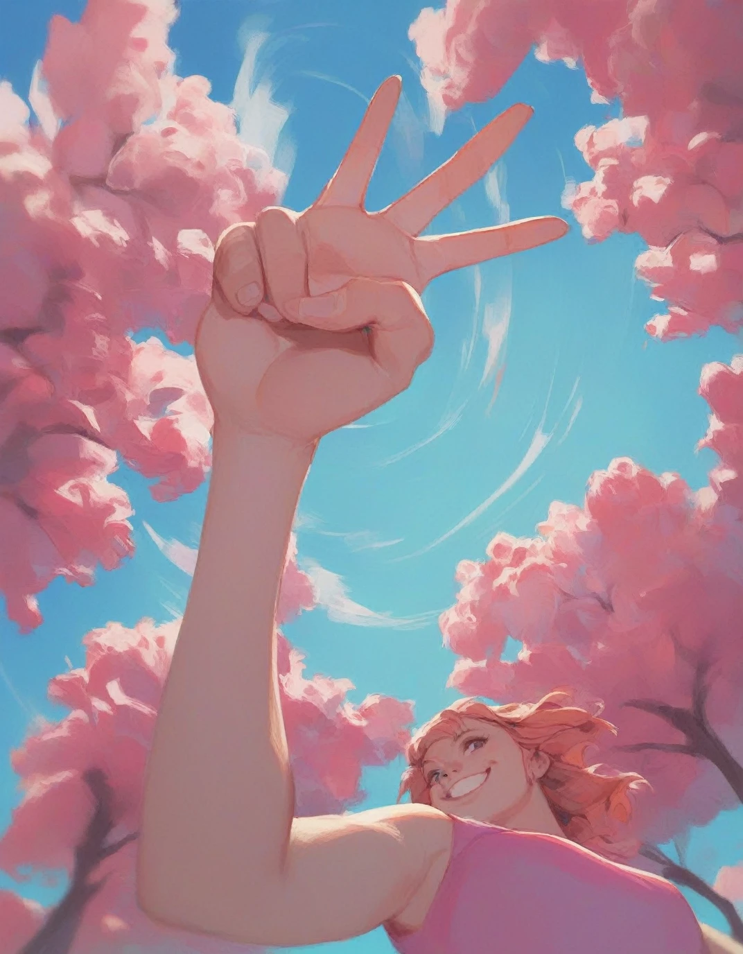 score_9, score_8_above, score_7_above, score_6_above, score_5_above, score_4_above BREAK
1girl, half body, pink dress, big smile, V, Park background, blue sky, from below