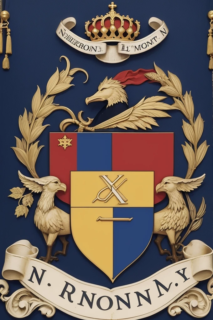 A coat of arms with the letter “N”