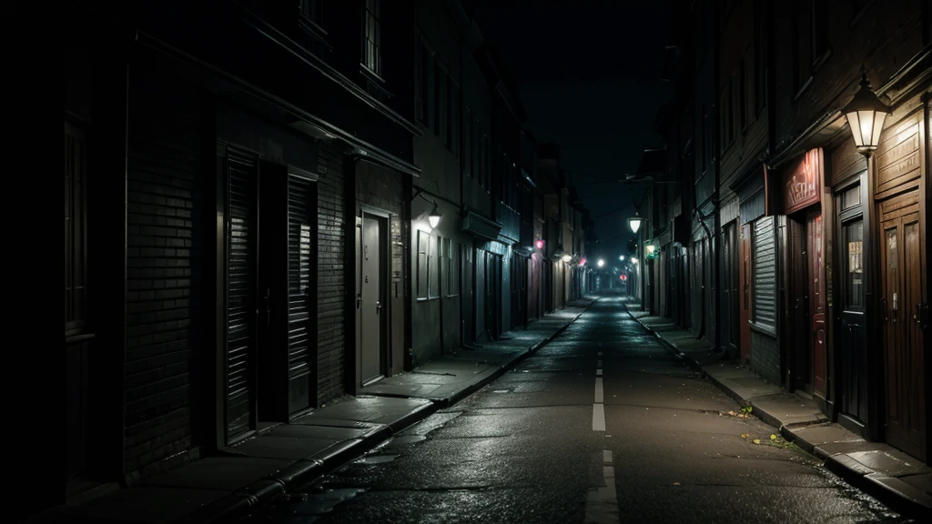 Dark Street, scary, with nothing and no one