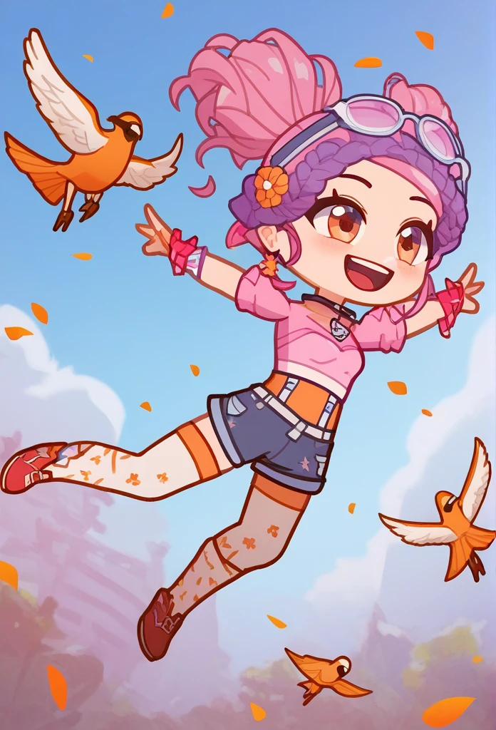 1girl, jumping, happy, mouth open, holding a bird, gacha life
score_9, score_8_up, score_7_up, score_6_up, score_5_up