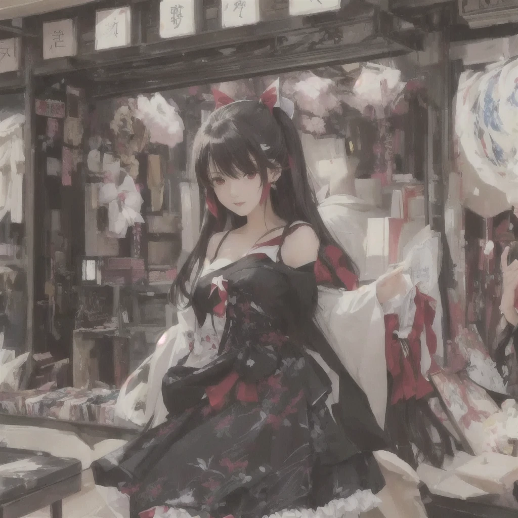 Anime-style image of a woman and man in a store, Gwaiz, artwork in the style of Gwaiz, Gwaiz on pixiv artstation, Gwaiz on artstation pixiv, Artistic rendering of Reimu Hakurei, Zerochan Art, Gwaiz masterpiece, Painted in an anime artist's studio
